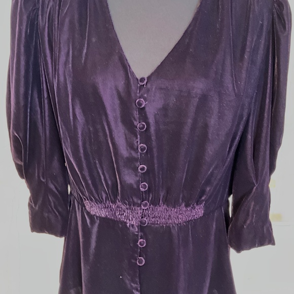 NWT Lauren Ralph Lauren Velvet Button Front Puff Sleeve Top 10 - Picture 7 of 11